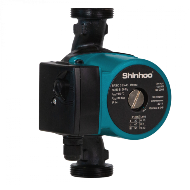 Насос циркуляционный с мокрым ротором Shinhoo BASIC S 25-4S 180мм Насос циркуляционный с мокрым ротором Shinhoo BASIC S 25-4S 180мм