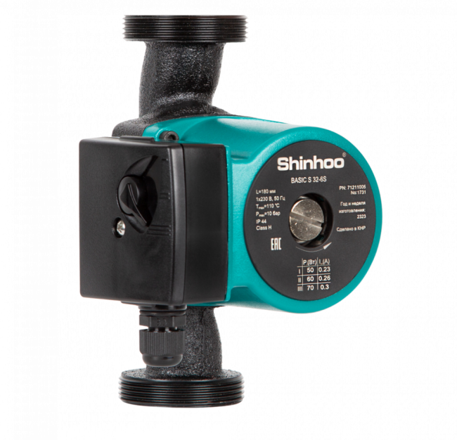 Насос циркуляционный с мокрым ротором Shinhoo BASIC S 32-8S 180мм Насос циркуляционный с мокрым ротором Shinhoo BASIC S 32-8S 180мм