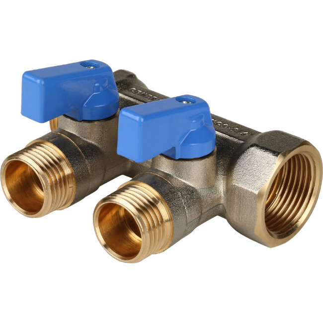 Коллектор с шаровыми кранами STOUT 3/4", 2 отвода 1/2" (синие ручки) (SMB 6201 341202) в Самаре Коллектор с шаровыми кранами STOUT 3/4", 2 отвода 1/2" (синие ручки) (SMB 6201 341202) в Самаре