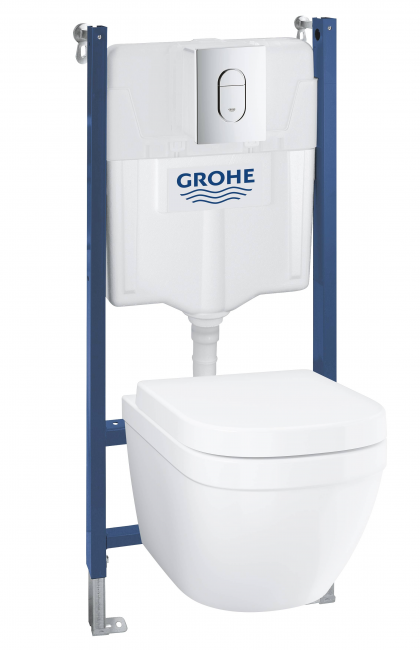 Система инсталляции, GROHE Solido Euro Ceramic, набор 5 в 1 с подвесным унитазом и панелью смыва Arena Cosmopolitan Система инсталляции, GROHE Solido Euro Ceramic, набор 5 в 1 с подвесным унитазом и панелью смыва Arena Cosmopolitan