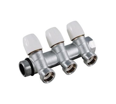 Коллектор распределительный с шаровыми кранами 3 выхода TIEMME 3/4"х1/2 1860004(1866K160404)